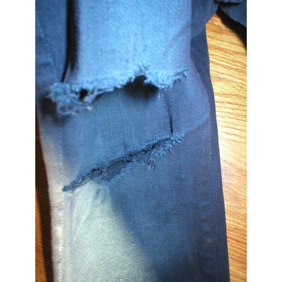 New $255 Womens Designer AG Jeans Premiere Skinny Straight Black 25 Slashed Dark - Picture 11 of 12